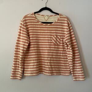 Alex Mill Pink White Stripe Minimalist Long Sleeve Pullover Cotton Women Small